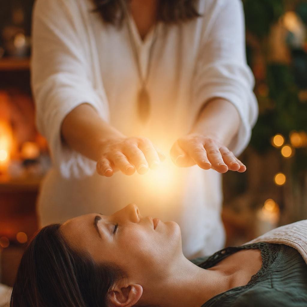 Serene healing room for online Reiki and Theta Healing distance sessions